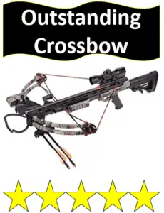 high end crossbow and 2 bolts
