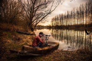 nature photographer in swamp