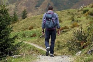 hiker moving away from camera