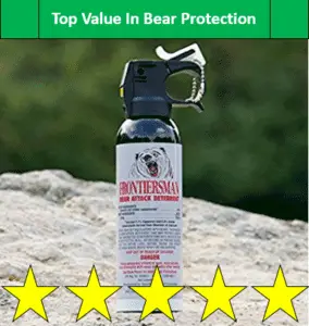 Frontiersman bear spray on rock