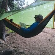 outdoor tarp and hammock