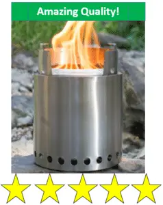 Fire burning in camp stove