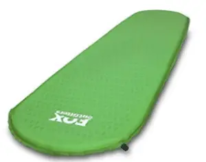 green inflatable camping pad