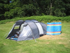 small blue tent setup