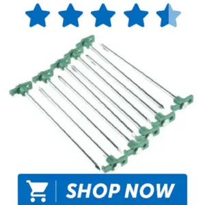 green topped tent pegs