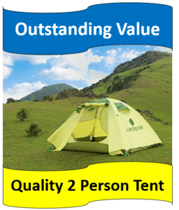 green tent on grassy hill