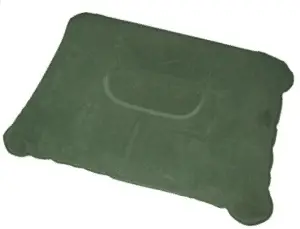 green inflatable camping pillow