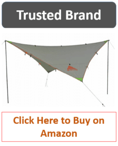 gray Kelty Noah rain tarp set up