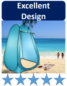 shower tent on beach by palm tree