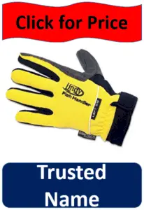 yellow Lindy fishing gloves