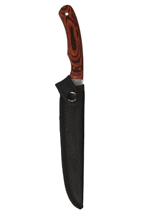wood handle fillet knife in sheath
