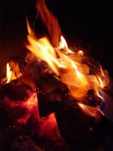 smoky night campfire