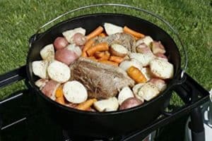 Roast and sides in Dutch oven stew
