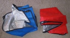 blue mylar tarp, red mylar tarp