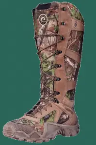 camo snake boot against green background