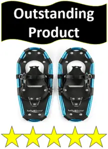 pair of black and blue snowshoes
