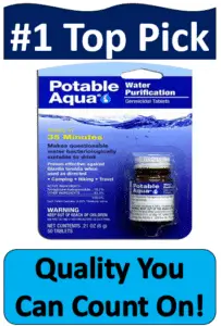 portable aqua water tablets in packaged bottle