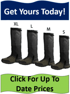 4 different boot gaiters lined up by size