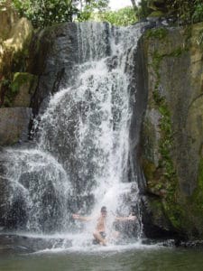 waterfall into lagoon