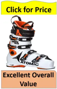 white Atomic ski boots