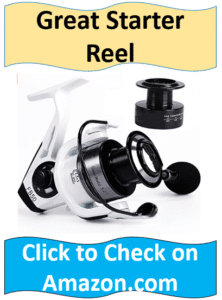 white and black spinning reel