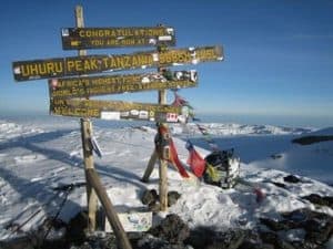 Signs on Mount Kilimanjaro