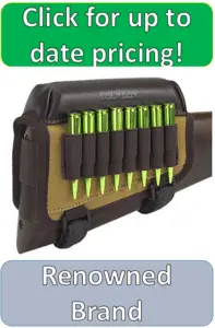 colorful buttstock cartridge holder with eight copper cartridges