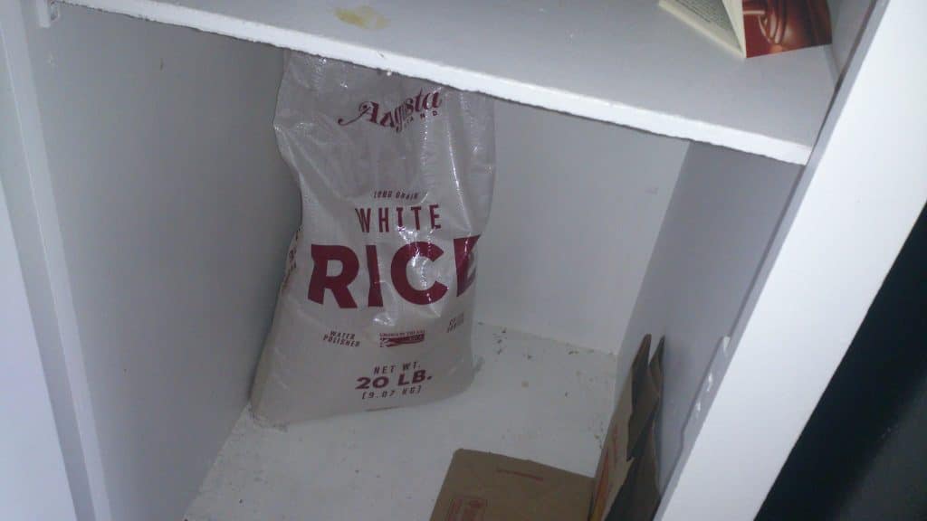 large white bag of dry white rice