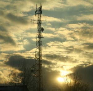 cell phone tower sunset