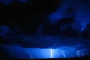 multiple lightning strikes at night
