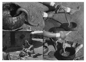 natives preparing to cook earthworms