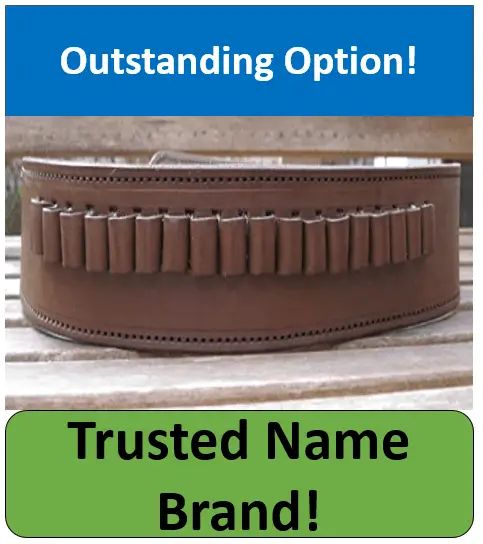 Country Western USA Brown Genuine Leather .45 Caliber Gun Ammo Belt