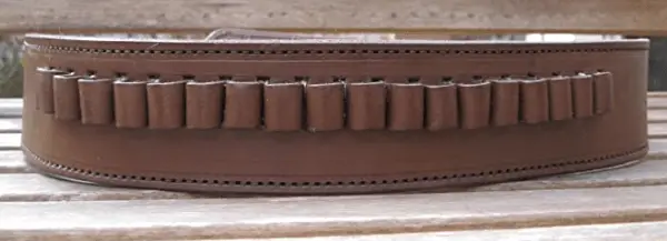 Country Western USA Brown Genuine Leather .45 Caliber Cartridge Gun Belt